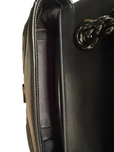 Gucci Small GG Marmont Black Matelassé Leather Chevron Crossbody Bag Purse