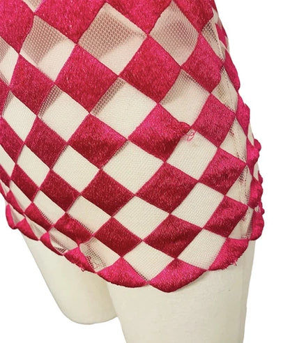 Jonathan Saunders 2014 Runway Pink Sheer Diamond Checker Shirt Top Sz 34