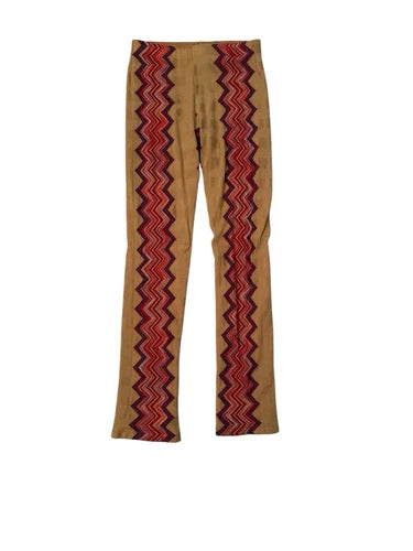 Missoni Vintage Zig Zag Red Tan Slim Pants Sz Small
