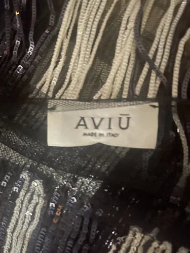 Aviu Italy Designer Fringe Sequin Tulle Tunic Sz Small
