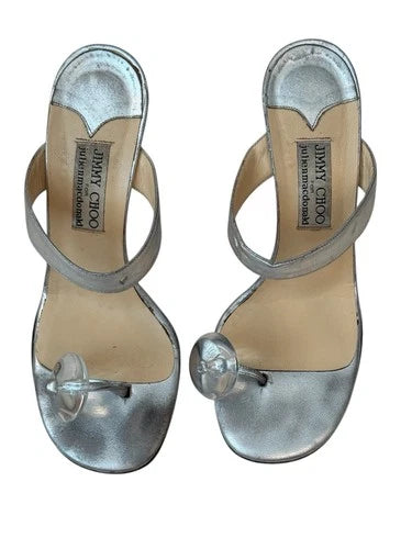 JIMMY CHOO For Julien Macdonald Silver Lucite Toe Heels Sandals Sz 39 Rare