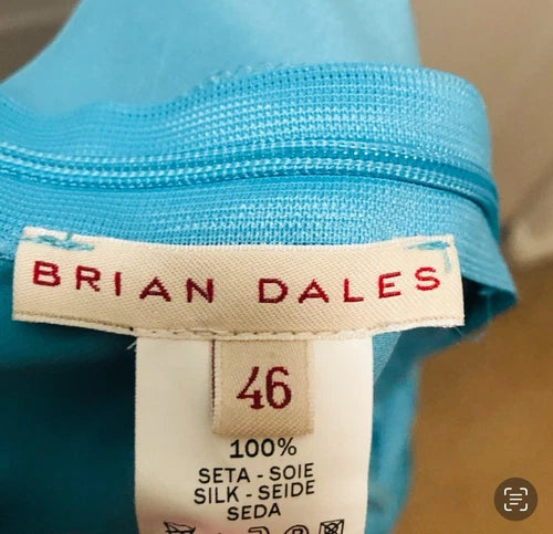 Brian Dales Blue Silk Hand Sewn Asymmetrical Top NWT