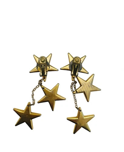 Vintage VIRGINIA SHEPLEY Long Gold Star Clip-On Earrings
