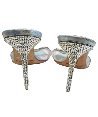 Gianmarco Lorenzi Crystal Anklet Iridescent Hologram Rhinestone Heels Sandals 39