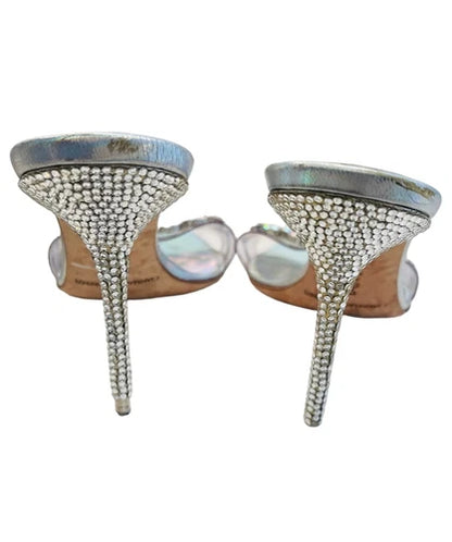 Gianmarco Lorenzi Crystal Anklet Iridescent Hologram Rhinestone Heels Sandals 39