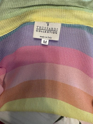 Trussardi Collection Striped Pastel Button Down Shirt Sz Med