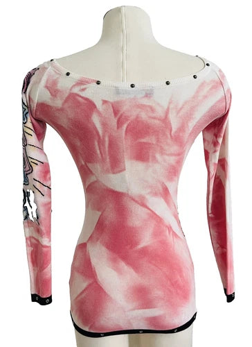 Twin Set Simona Barbieri Pink Embellished Sweater Sz Sm
