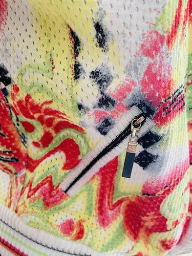 Escada Graffiti Mesh Knit Zip Printed Cardigan Jacket Sz 34