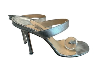 JIMMY CHOO For Julien Macdonald Silver Lucite Toe Heels Sandals Sz 39 Rare