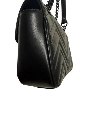 Gucci Small GG Marmont Black Matelassé Leather Chevron Crossbody Bag Purse