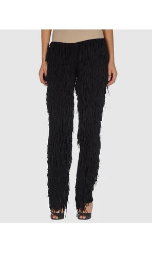 Graeme Armour Black Knit Fringe Tassel Pants Sz Small Rare Find