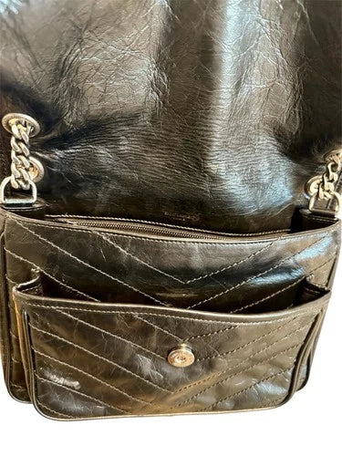 Saint Laurent YSL Niki Medium Black Vintage Leather Crossbody Bag