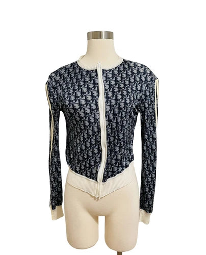 Vintage Christian Dior BY JOHN GALLIANO 2000 Logo Zip Jacket Sz 40