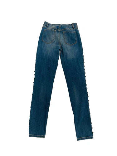 AMEN BLUE EMBELLISHED SKINNY JEANS Sz 40