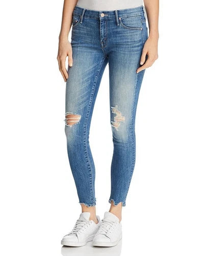 MOTHER The Ankle Chew Destructed Cropped Skinny JEANS Mums the Word Size 27