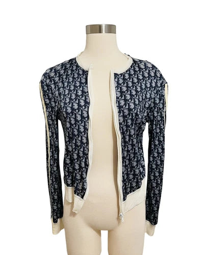 Vintage Christian Dior BY JOHN GALLIANO 2000 Logo Zip Jacket Sz 40