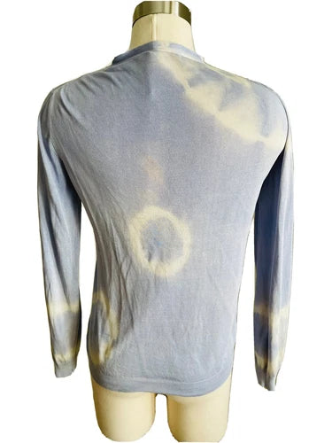 Blumarine Crystal Embellished Tie Dye Blue Sweater Cardigan Sz 42