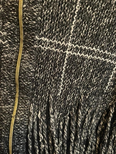 Aviu Italy Fringe Black Gray Plaid Zip Wool Blend Cardigan Sweater Sz 40
