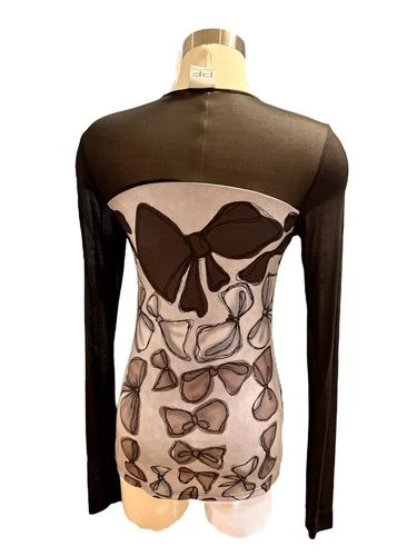 PAOLA FRANI Bow Print Black/white Pullover Sz 42
