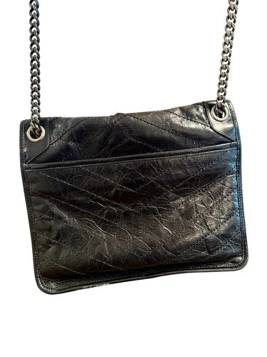 Saint Laurent YSL Niki Medium Black Vintage Leather Crossbody Bag