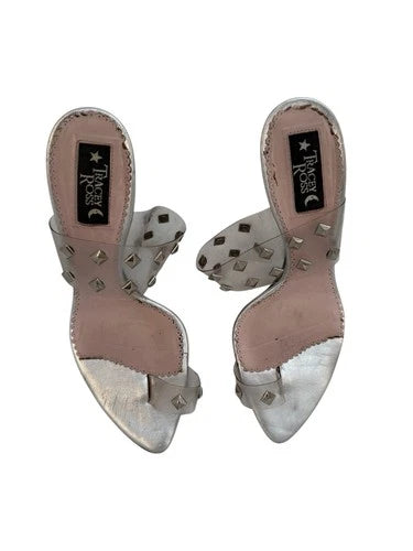 TRACEY ROSS PVC Silver Studs Toe Heels Vintage Sandals Sz 38.5