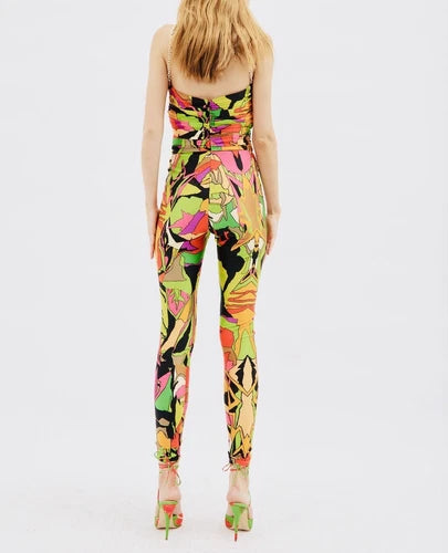 DUNDAS Stormy Cut-Out Chain Camo Jumpsuit Bodysuit Catsuit Size 40 New!